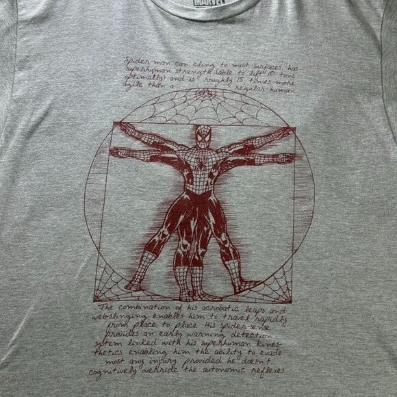 WE LOVE FINE Marvel Spider-Man Men's T-Shirt Vitruvian Gray Cotton Blend Size XL - Picture 7 of 7